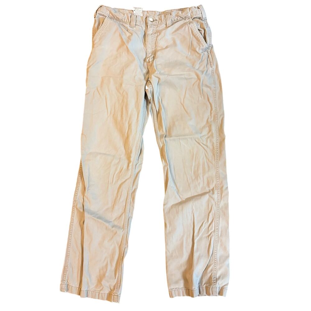 Carhartt Mens 36x34 Beige 100% Cotton Chinos Flat Front Pants EUC